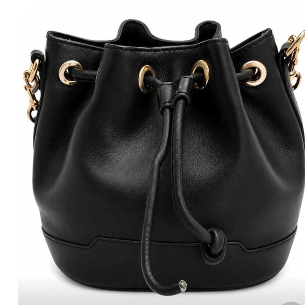 Rebecca Minkoff Mini Bucket Bag Black Genuine Leather Crossbody Purse - Picture 2 of 6